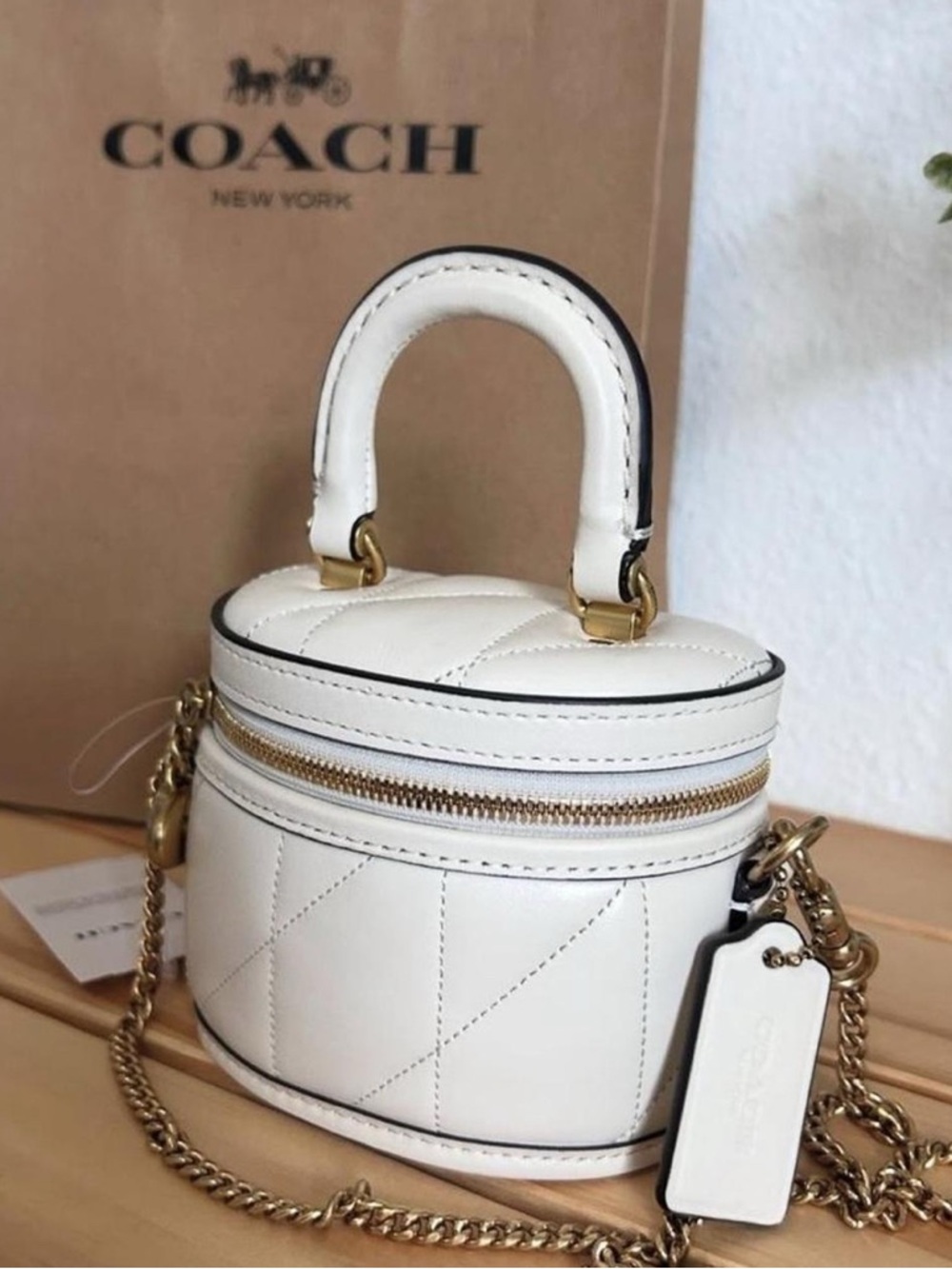 NWT🧸Coach Trail Mini Nappa Crossbody Bag 12 With Pillow Quilting in Chalk CU144 - Picture 7 of 7